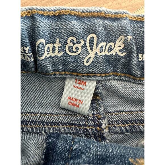 Cat and Jack Girls Light Wash Super Stretch Skinny Sequin Distressed Jeans 12M - Picture 10 of 11